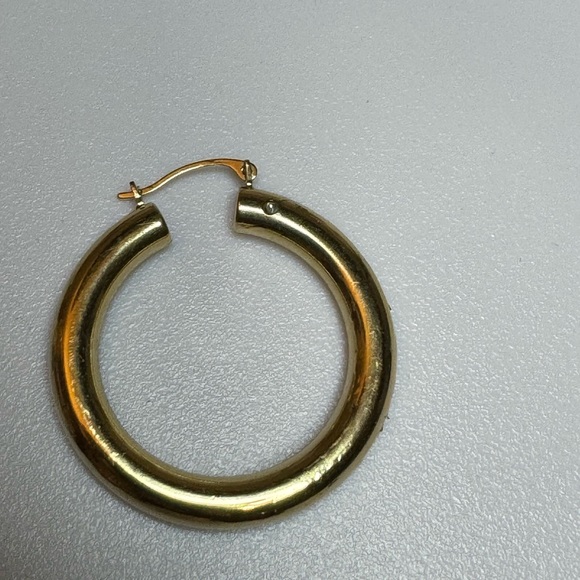 14k Israel Yellow Gold Unique Hoop Earrings With Diamond - Picture 13 of 14